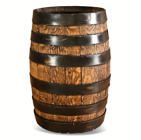 Pioneer Cooperage Co. Chicago Oak Whiskey Barrel — Iron Hoops, Bung Hole