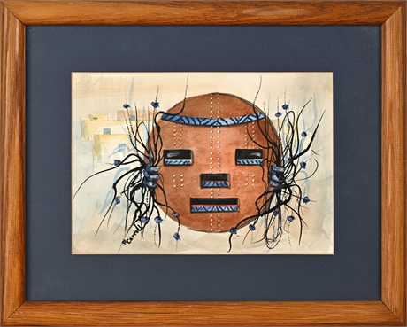 Rosemarie Carrol Kachina 'Mask Study I' Original Watercolor