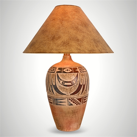 29" Marigold Eagle Handcrafted Southwest Table Lamp — Hydrocal, 3-Way