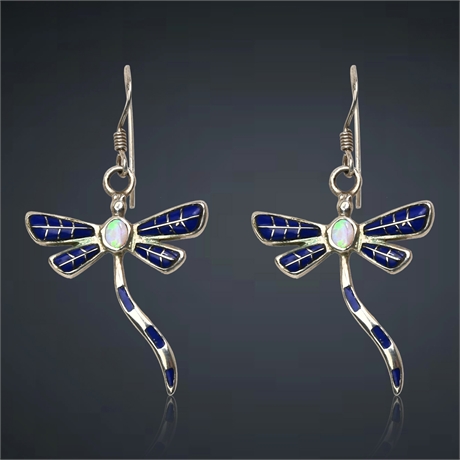 Zuni Lapis Dragonfly Earrings