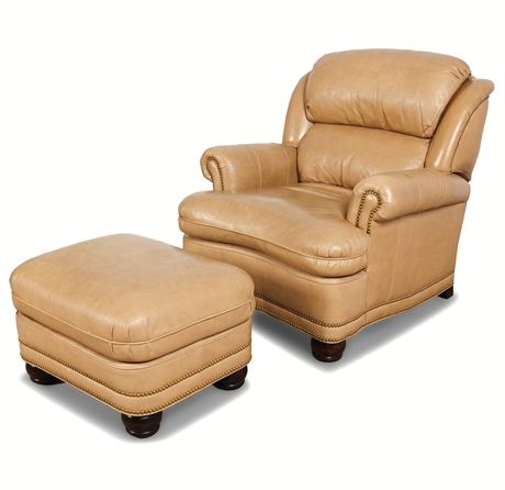 Hancock & Moore Austin Tilt Back Leather Chair & Ottoman – Brass Nailhead Trim