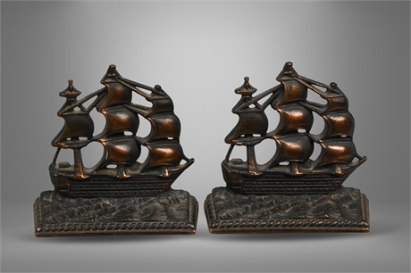 Pair Vintage Ship Bookends
