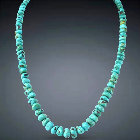 29" Navajo Graduated Turquoise and Sterling Silver Necklace