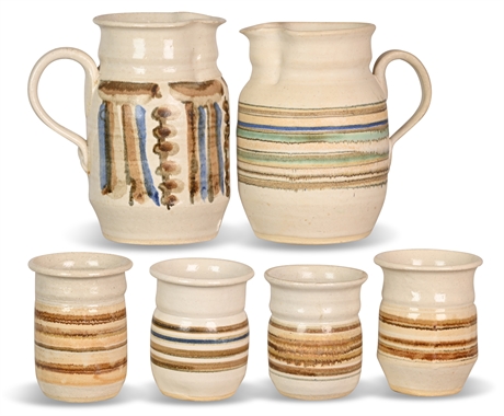 Rousseau Pottery Pitcher & Cup Set