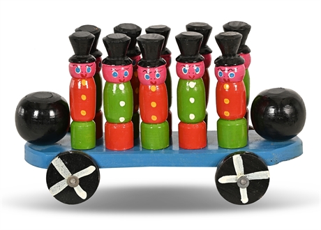 Children's Bowling Set Wood on Wagon