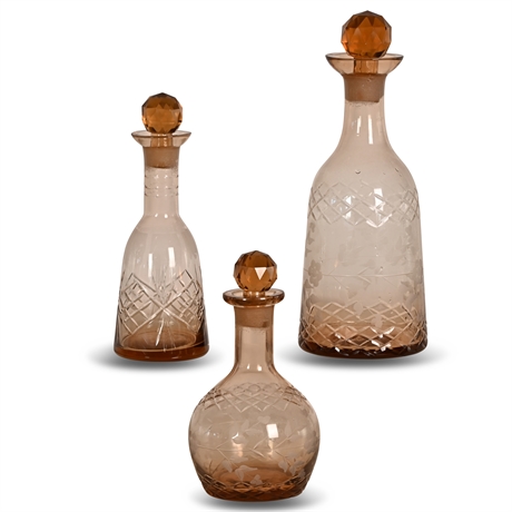 Antique Amber Glass Decanters