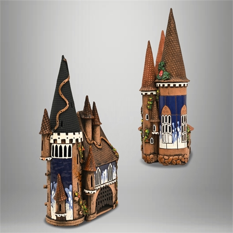 Gint & Regina Sabaliauskas Lithuanian Ceramic Castle Tealight Sculptures