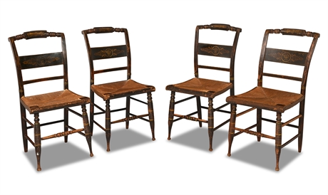 Connecticut Valley Hitchcock Rush Seat Side Chairs (Ca. 1820)