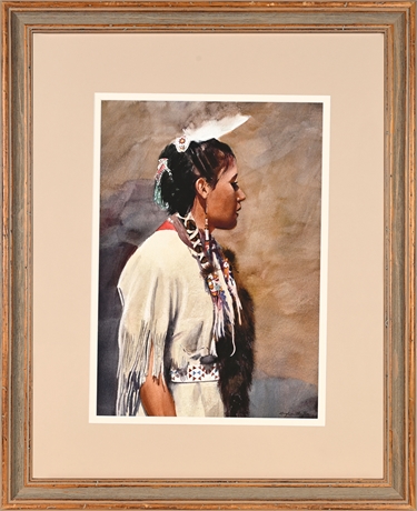 Robert Highsmith “Native Woman in Profile” Limited Edition #7/50 — Signed, Frame