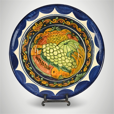 T. Ruth Mexican Talavera Style Bowl w/ Stand 19” Hand Painted