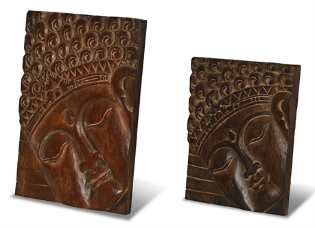 Pair Carved Buddha Panels