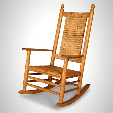 The Kennedy Rocker — Oak, Woven Rattan Seat & Back