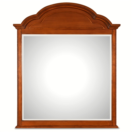 53" Classic Cherry Wood Arched Dresser Mirror with Beveled Glass