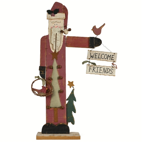 Rustic Santa Claus "Welcome Friends" Sign