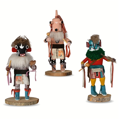 Set of 3 Hand-Carved Kachina Dolls – Signed by Snyder & Yazzie