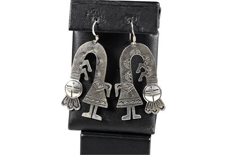 Stamped Sterling Silver Zuni Earrings