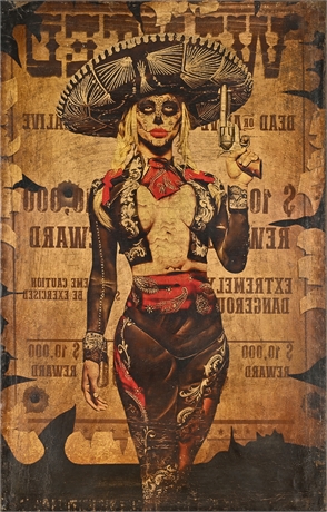 Western Gothic Catrina Cowgirl Canvas Wall Art