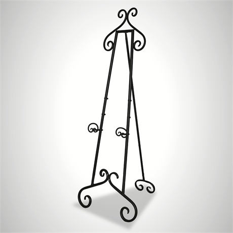 Wrought Iron Scroll Floor Easel with Adjustable Display Heights