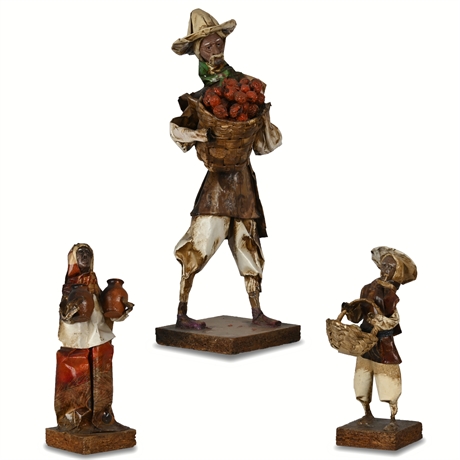 Mexican Paper Mache Folk Art Statues