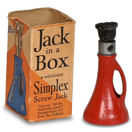 Antique Jack in a Box Simplex Screw Jack