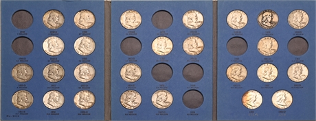 1948 - 1963 Franklin Half Silver Dollars Partial Book