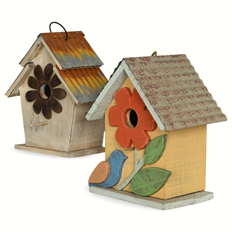 Floral & Rustic Wooden Birdhouses