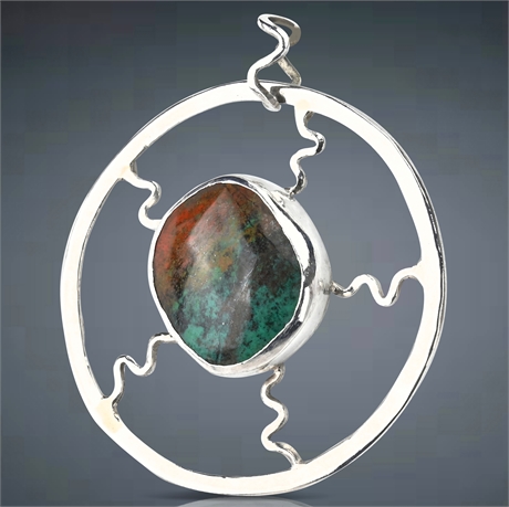 Chrysocholla & Sterling Silver Pendant by Lisa Berry