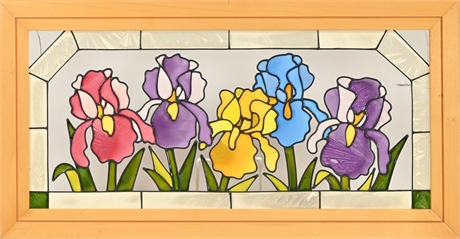 Iris Faux Stained Glass Panel