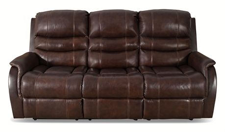 Ashley “Mineola” Power Reclining Sofa – Leather Blend, USB & Headrest