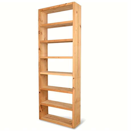 71.5" Handcrafted Raw Pine Bookcase – 7 Fixed Shelves, Heavy Duty