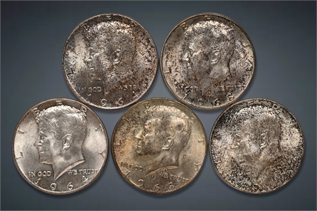 1964 (5) Kennedy Silver Half Dollars
