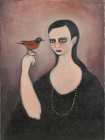 Vintage Noir Portrait of Red Robin & Her Friend