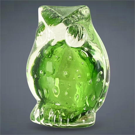 Vintage Owl Art Glass Paperweight