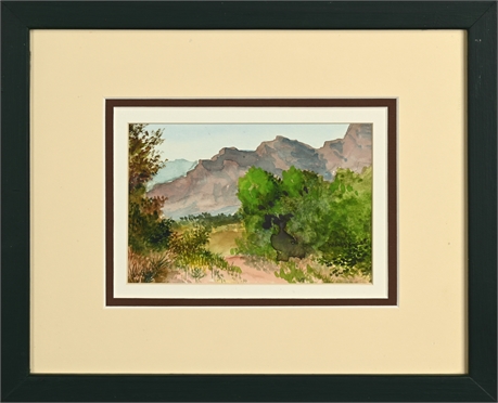 Serene Mountain Landscape Watercolor