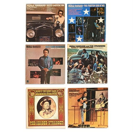 Merle Haggard Country LP Lot of 6 — Capitol Originals & Willie Nelson