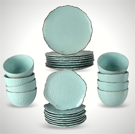 Pfaltzgraff Marseilles Aqua 24-Piece Set — Service for 8, Excellent