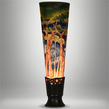 Birches Suede and Silk Lamp by Barbara Woods