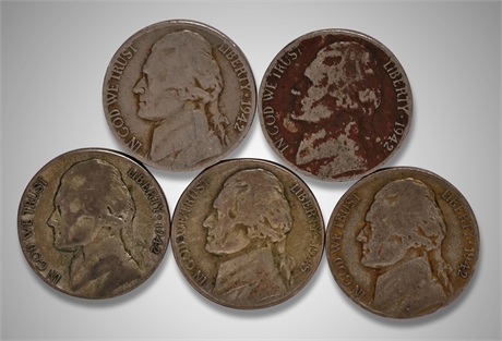 1942 & 1945 Wartime Silver Nickels