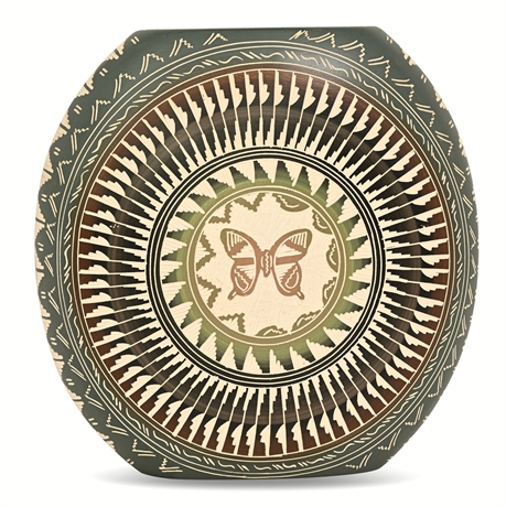 Shyla Victor Navajo Sgraffito Pillow Vase — Monument Valley Buttes & Butterfly