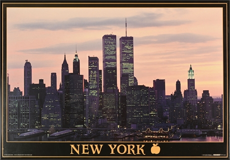 1990's New York Skyline Framed Poster