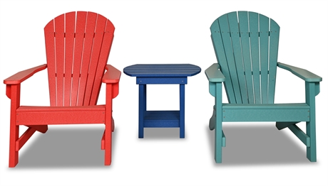 Pair of All-Weather Adirondack Chairs With Side Table