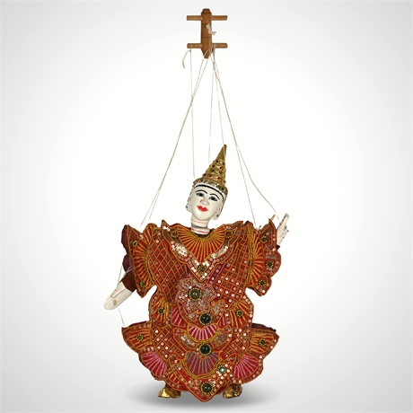 Vintage Golden Thai Marionette String Puppet