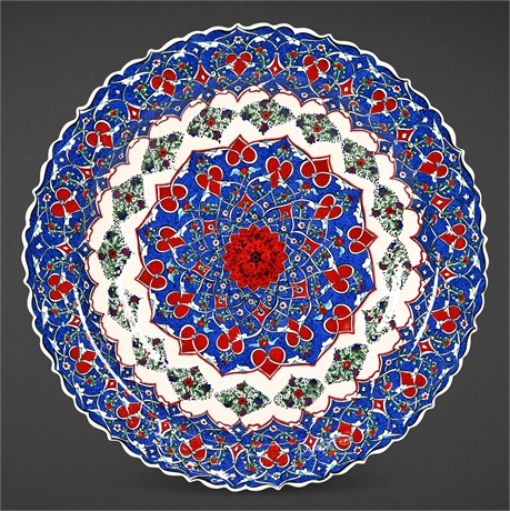 19.5" Kütahya Hand-Painted Ceramic Charger by Mustafa Dumanlar
