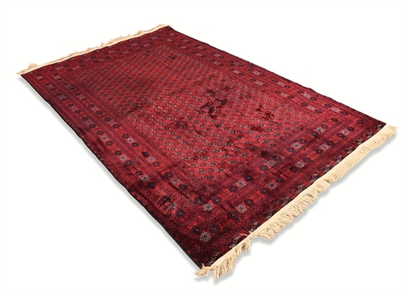 Handwoven Afghan Bokhara Rug – Burgundy/Red, 6'4" X 10'2"