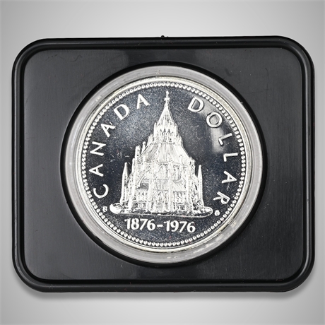 1976 Canada Silver Dollar – Parliament Library Centennial – Prooflike