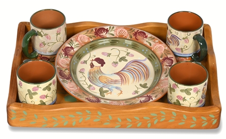 Charming Countryside Rooster-Themed Coffee and Cookie Set