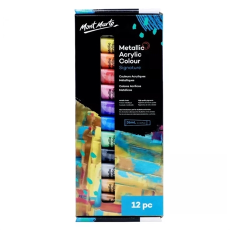 Mont Marte 12 Piece Metallic Acrylic Paint