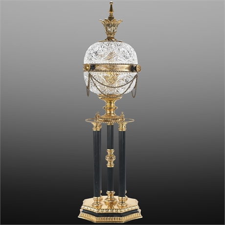 Crystal & Bronze Empire Style Lamp