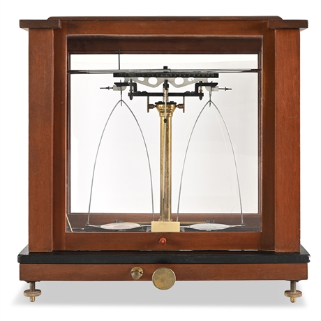 Voland & Sons Analytical Balance New Rochelle NY — Mahogany Glass Case