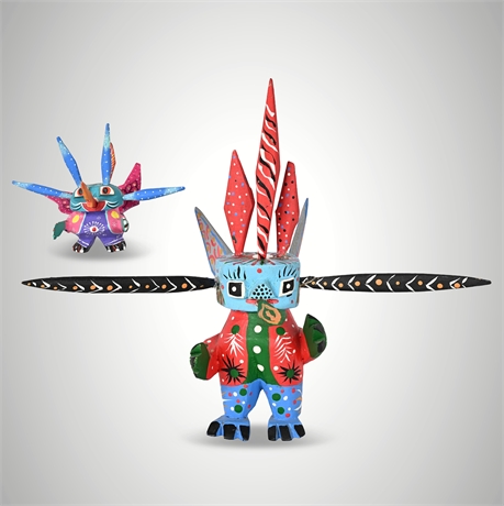Roberta Ángeles Oaxaca Alebrije Pair – Hand-Carved & Painted, 10"